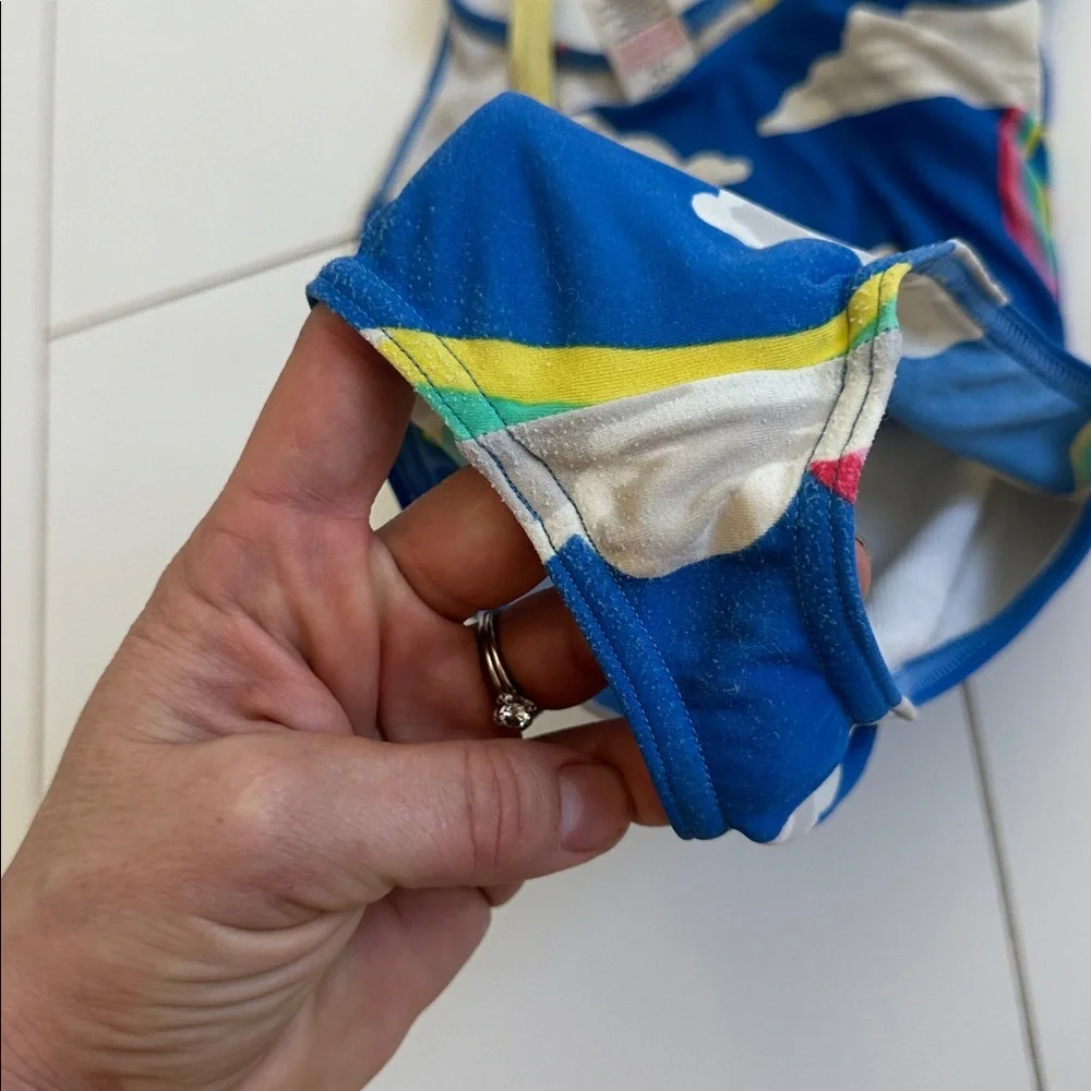 Mini Boden Kids Rainbow Cloud Swimsuit - Blue 3Y
